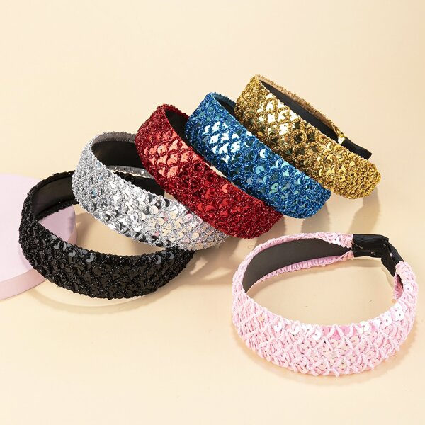

6pcs Sequin Decor Hair Hoop, Multicolor