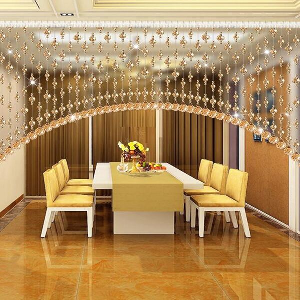 

1pc Bead Decorative Curtain, Gold