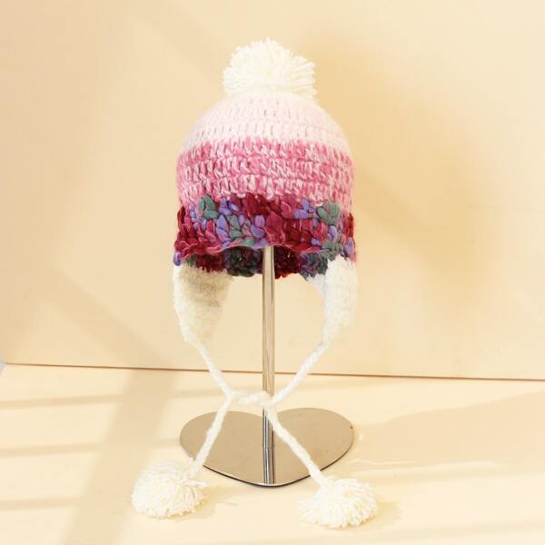 

Pom Pom Beanie, Red and white