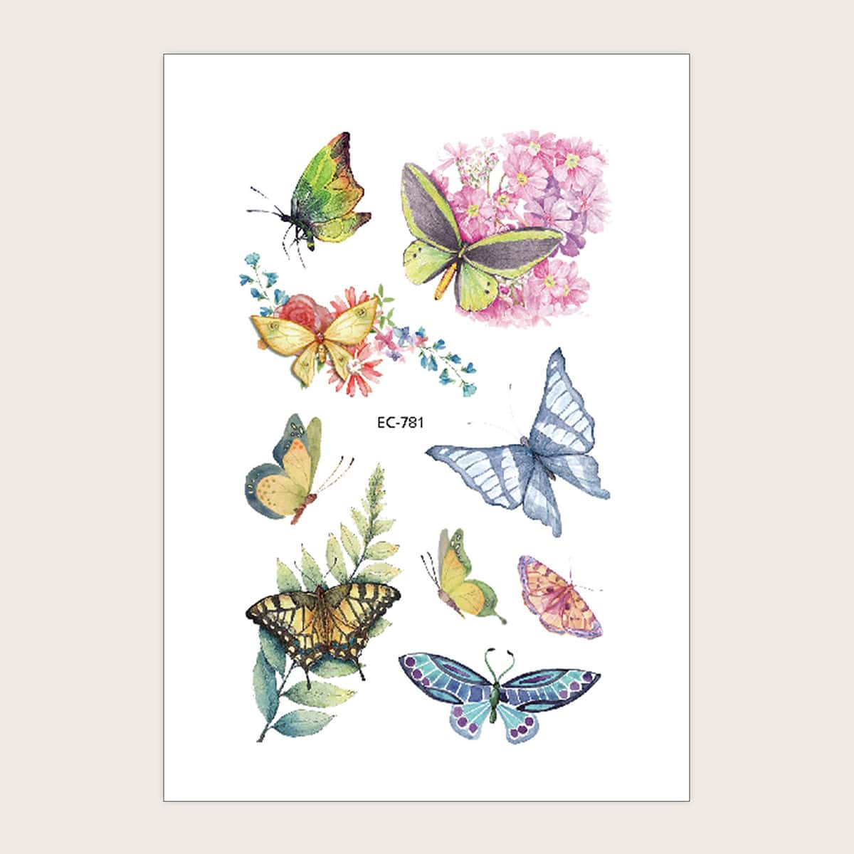 

1sheet Waterproof Flower & Butterfly Pattern Tattoo Sticker, Multicolor