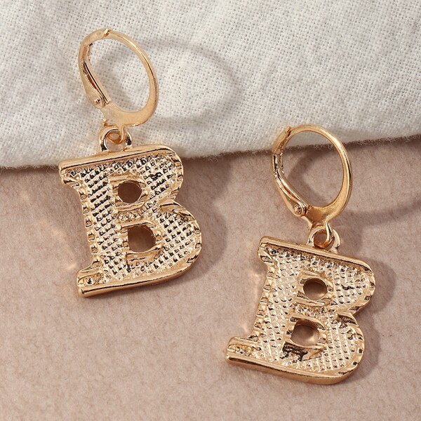 

Letter Charm Drop Earrings, Gold