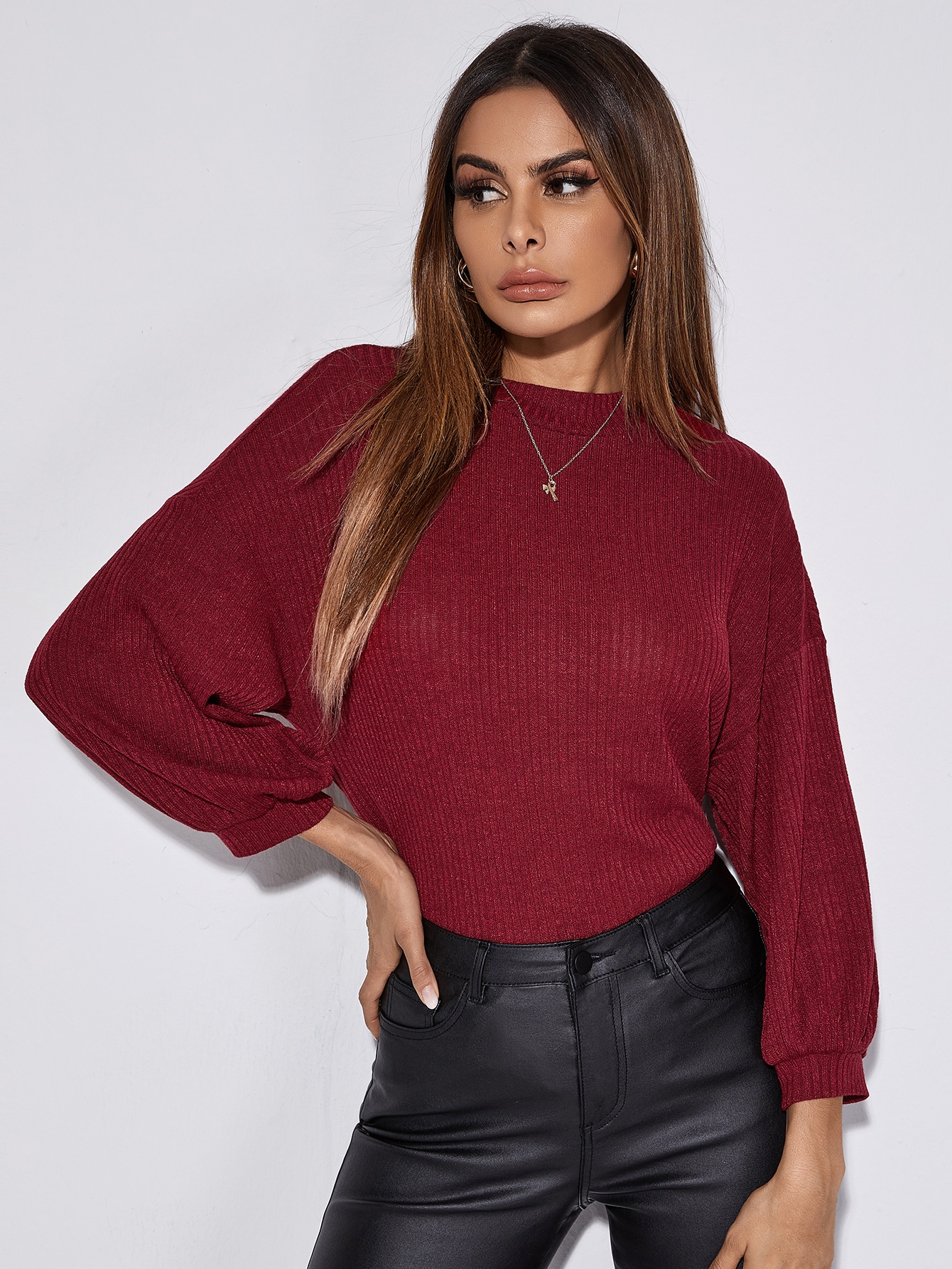 Drop Shoulder Rib-knit Tee thumbnail