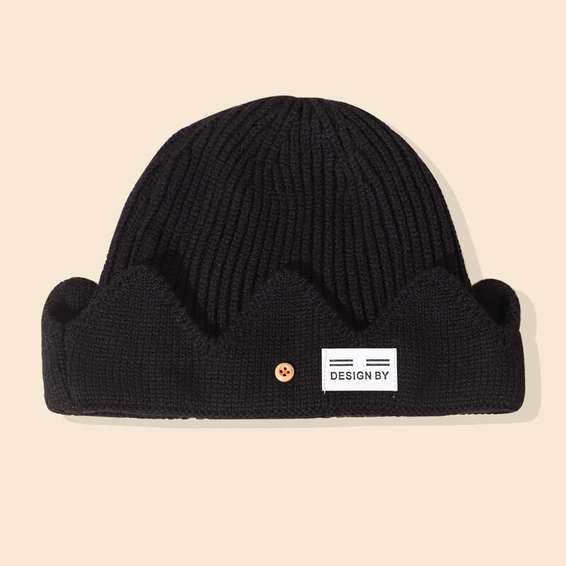 

Guys Letter Design Label Decor Beanie, Black