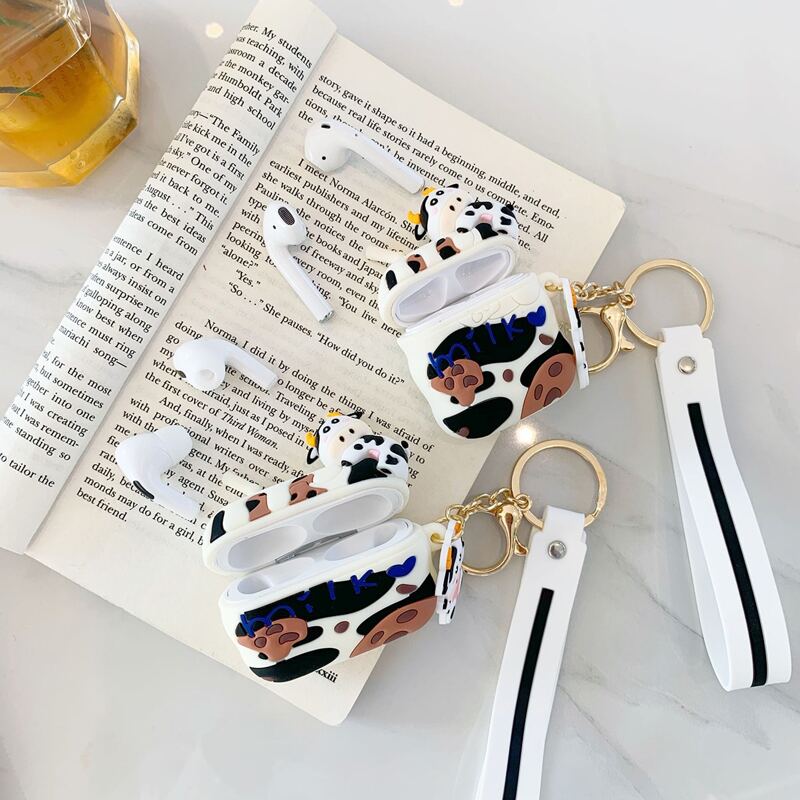 

Cow & Cookies Design AirPods Case, Black and white