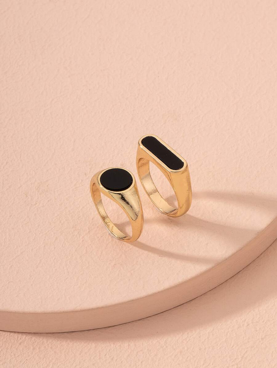 2 pezzi anello con design geometrico