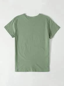 SHEIN LUNE Plus Gesture Print Tee - Mint Green - View 2