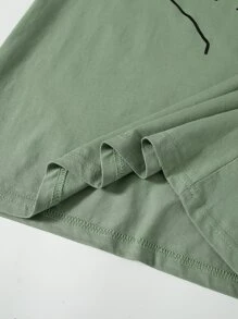 SHEIN LUNE Plus Gesture Print Tee - Mint Green - View 5