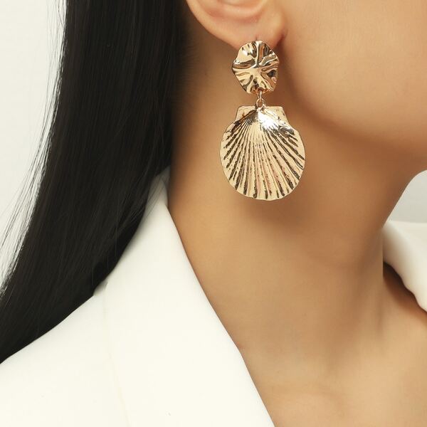 

Shell Charm Drop Earrings, Gold