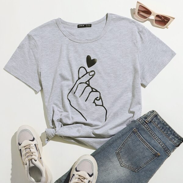 

Plus Gesture Print Tee, Light grey