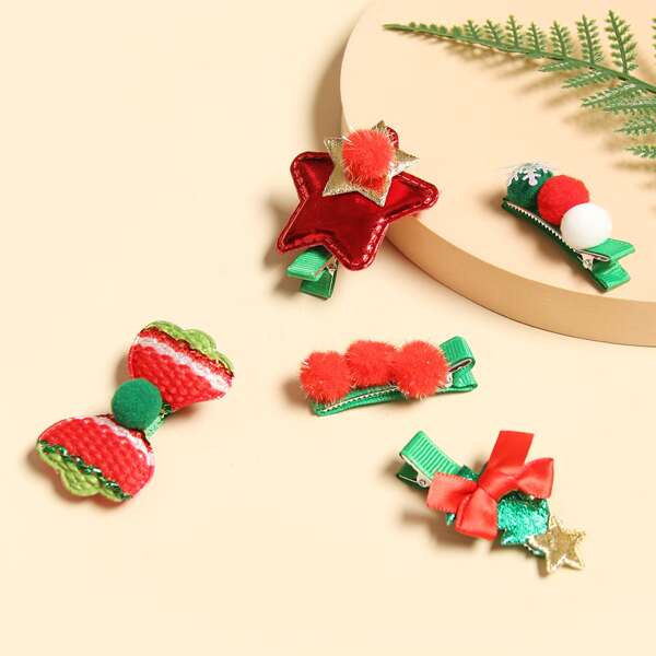 

5pcs Christmas Hair Clip, Multicolor