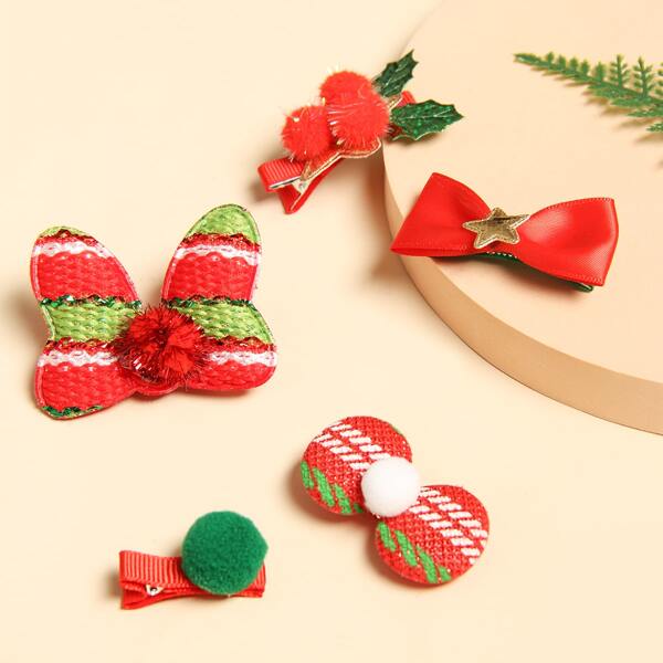 

5pcs Christmas Hair Clip, Multicolor