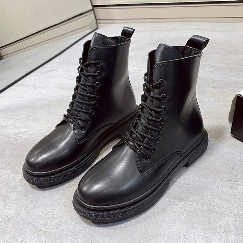 

Minimalist Lace-up Combat Boots, Black