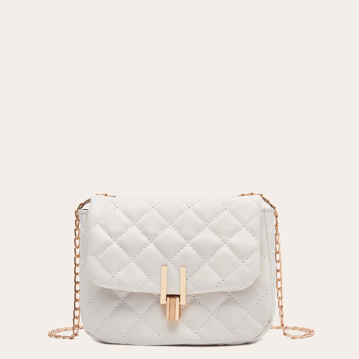 

Quilted Chain Bag, White