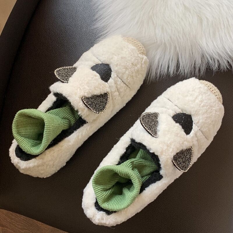 

Cartoon Ear Fluffy Loafers, White