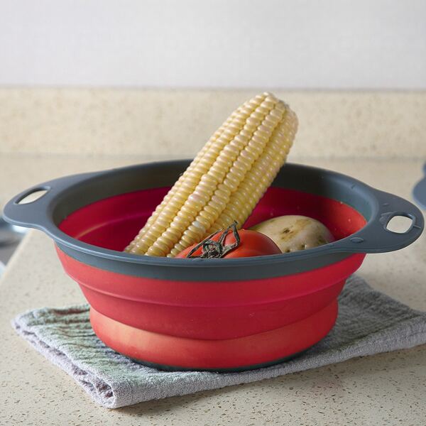 

1pc Collapsible Silicon Drain Basket, Red