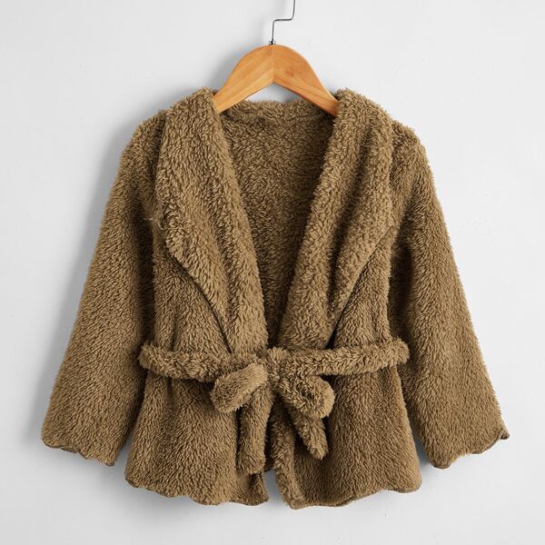 

Toddler Girls Solid Flannel Belted Robe, Mocha brown