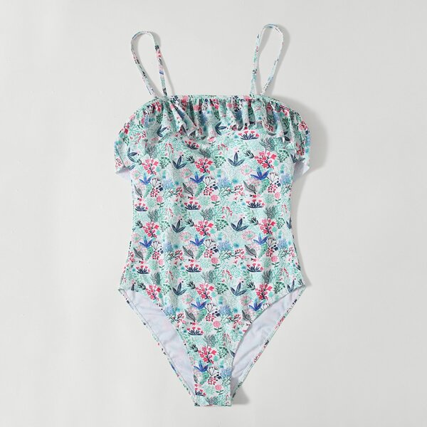 

Floral Ruffle One Piece Swimsuit, Multicolor