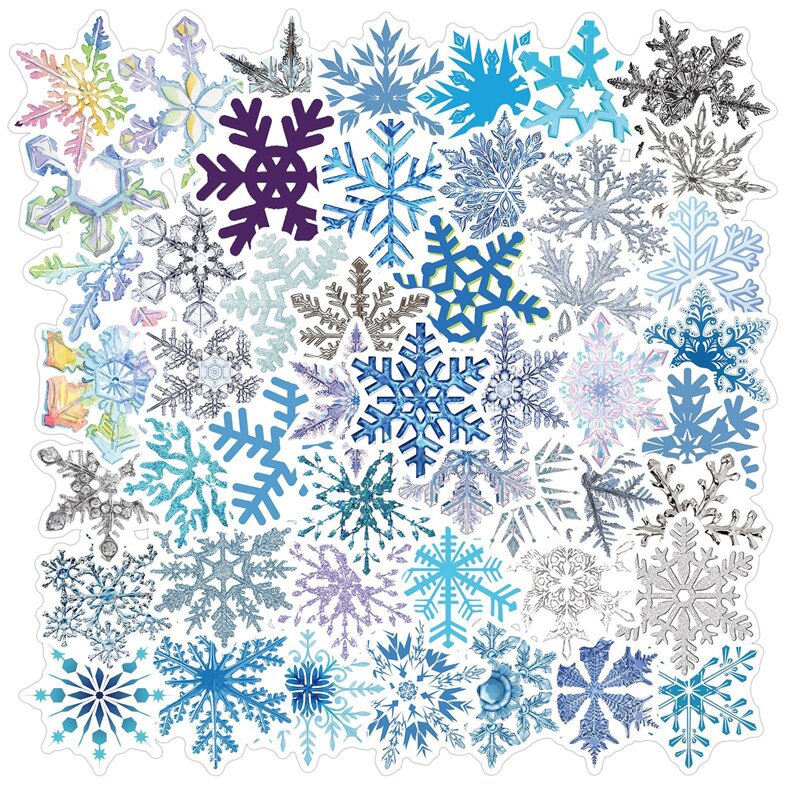 

50pcs Snowflake Shaped Sticker, Multicolor
