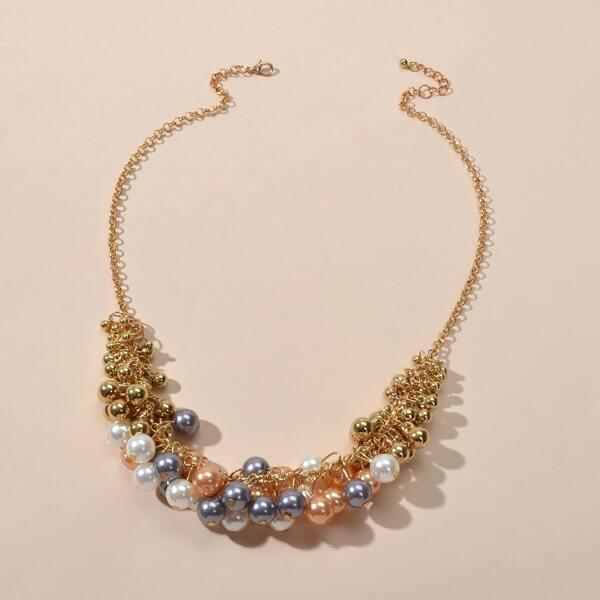 

Faux Pearl Decor Necklace, Multicolor
