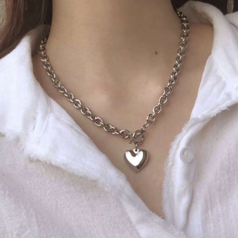 

Heart Chain Necklace, Silver