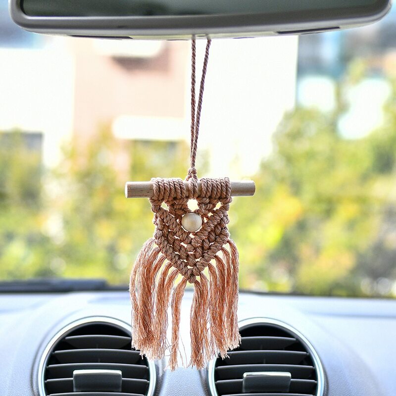 

2pcs Mini Woven Wall Hanging, Apricot