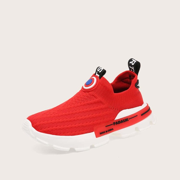 

Girls Letter Graphic Knit Chunky Slip On Sneakers, Red