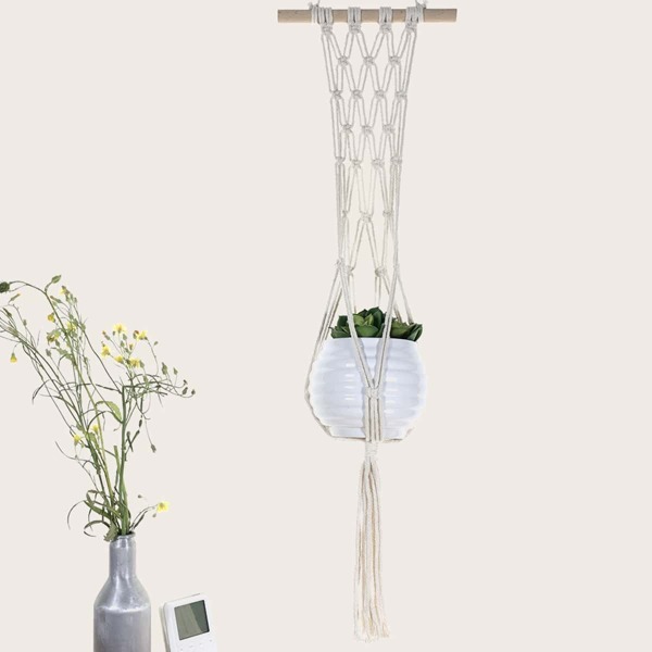 

Macrame Woven Plant Hanger, Beige