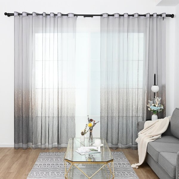 

Sequin Embroidery Single Panel Curtain, Grey