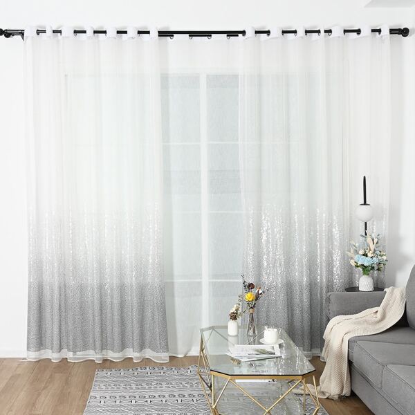 

Sequin Embroidery Single Panel Curtain, White