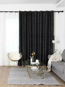 Rèm màn hình đơn bảng in sao - màu đen - Xem 1