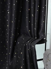 Rèm màn hình đơn bảng in sao - màu đen - Xem 2