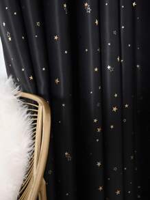 Rèm màn hình đơn bảng in sao - màu đen - Xem 4