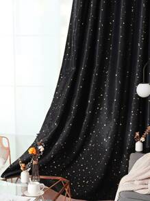 Rèm màn hình đơn bảng in sao - màu đen - Xem 8