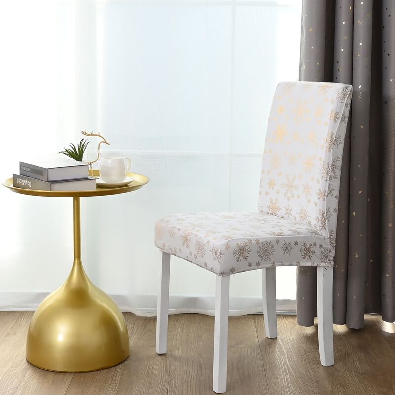 

Hot Stamping Snowflake Stretchy Chair Cover, White