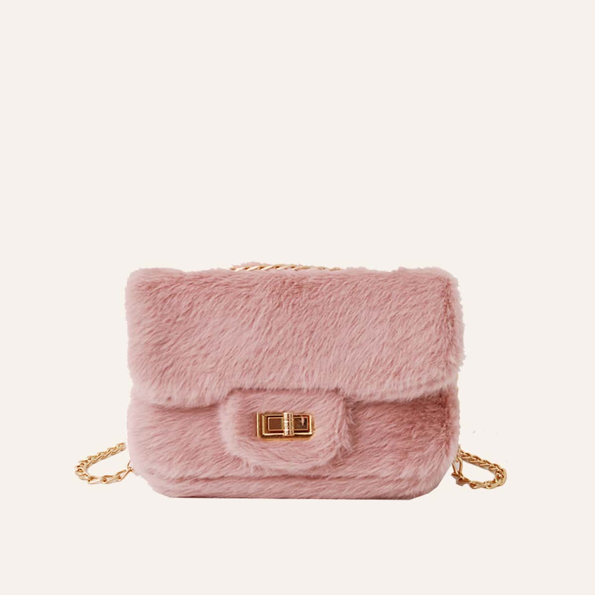 

Faux Fur Fluffy Bag, Pink