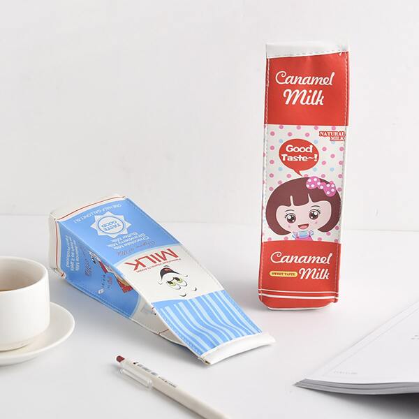 

1pc Milk Box Shaped Random Pencil Bag, Multicolor