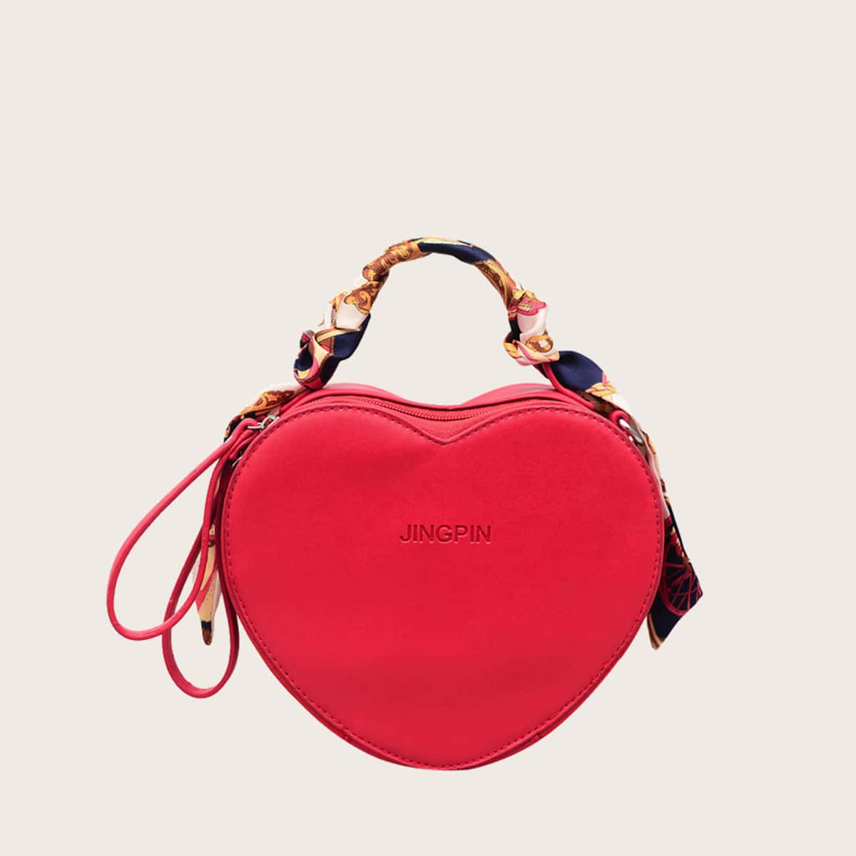 

Twilly Scarf Heart Shaped Satchel Bag, Hot pink