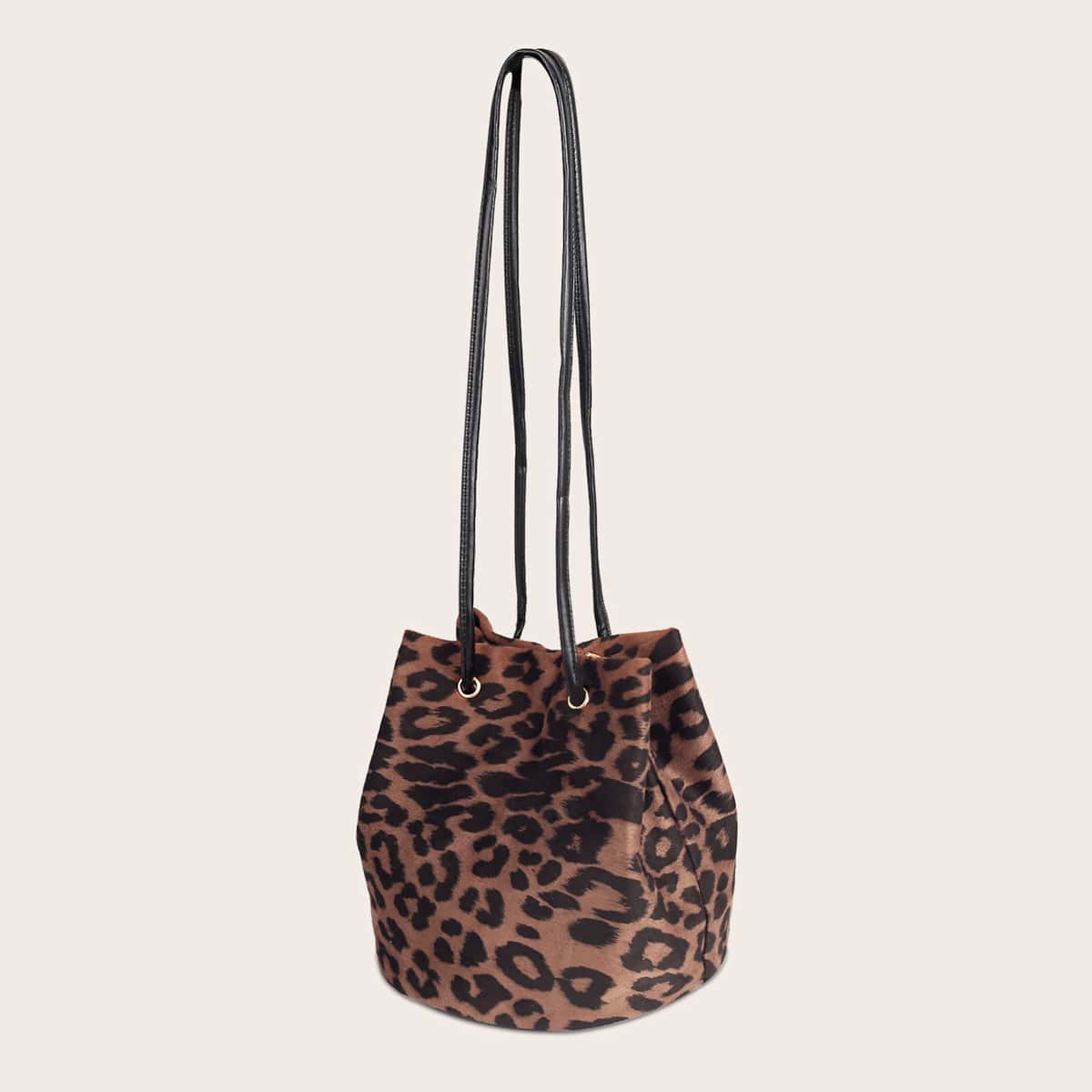 

Leopard Bucket Bag, Brown