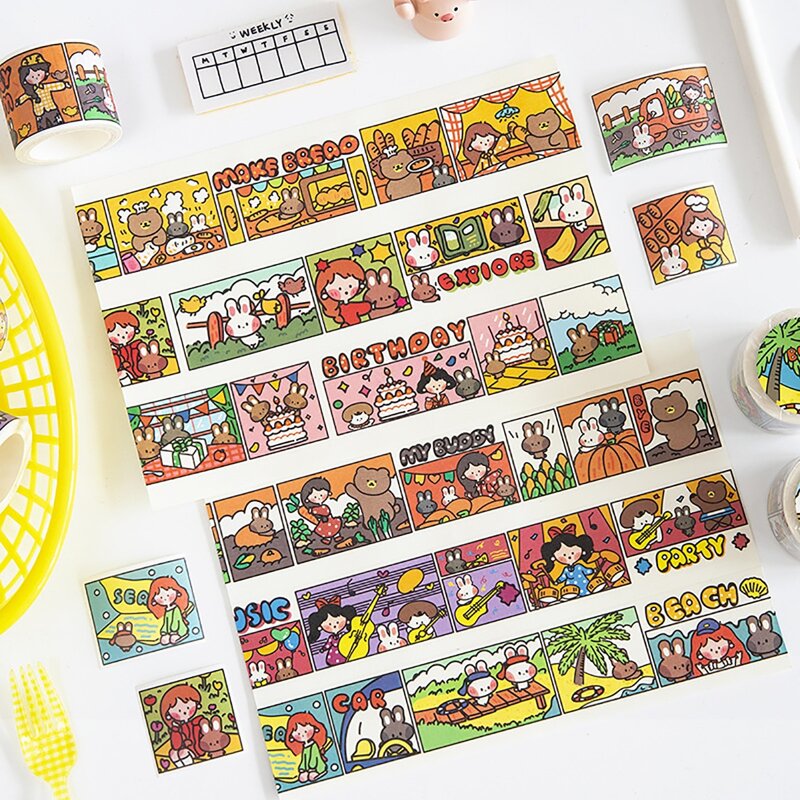 

1roll Cartoon Graphic Random Tape, Multicolor
