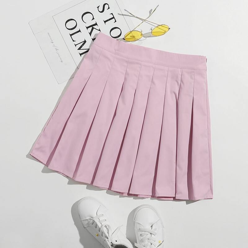 

Solid Pleated Skirt, Baby pink
