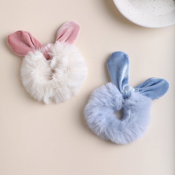 

2pcs Plush Hair Tie, Multicolor