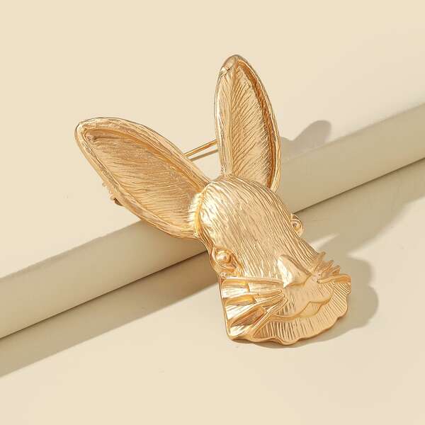 

Rabbit Head Design Brooch, Gold