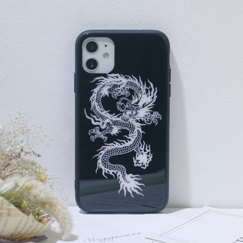 

Chinese Dragon Print iPhone Case, Black
