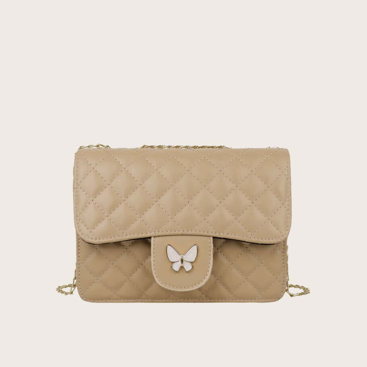 

Butterfly Detail Quilted Bag, Khaki