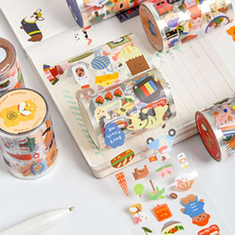 

1roll Cartoon Graphic Random Decorative Tape, Multicolor