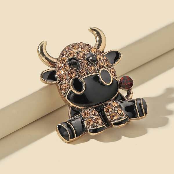 

Rhinestone Decor Cartoon Brooch, Multicolor