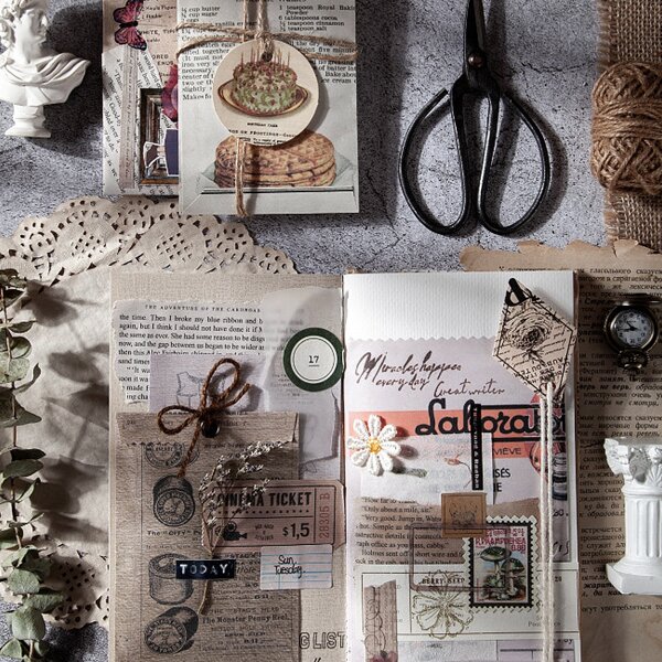 

24pcs Vintage Pattern Random Material Paper, Multicolor