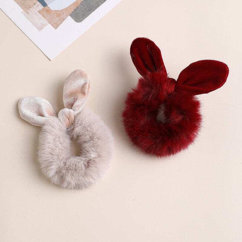 

2pcs Plush Hair Tie, Multicolor