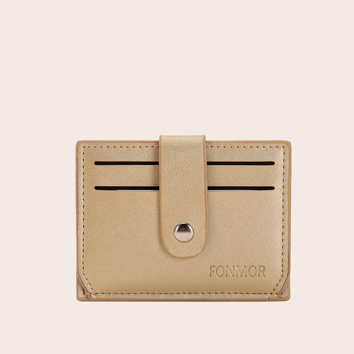 

Snap Button Card Holder, Gold