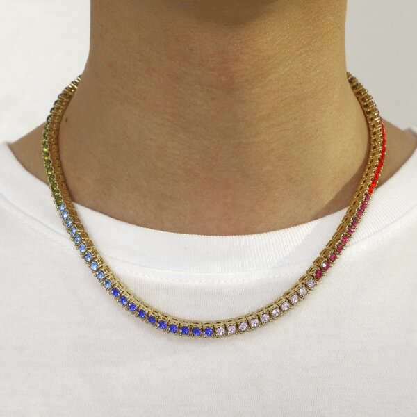 

Men Rhinestone Decor Necklace, Multicolor